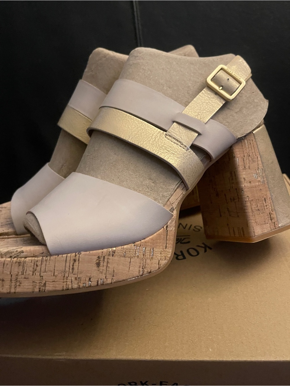 Kork-Ease Women’s Maxi Nude/ Neutral  Gold Combo Platform Sandal Sz 11 NWB